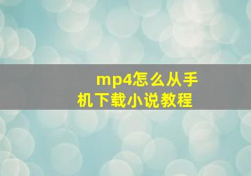 mp4怎么从手机下载小说教程