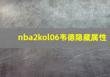 nba2kol06韦德隐藏属性