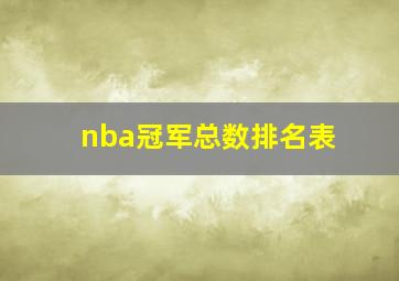 nba冠军总数排名表