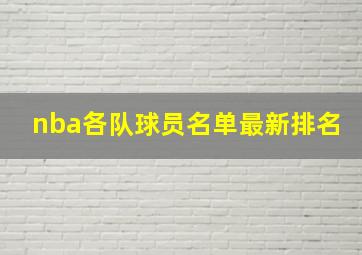 nba各队球员名单最新排名