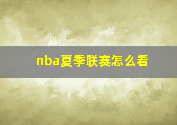 nba夏季联赛怎么看