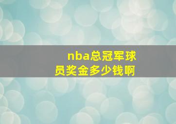 nba总冠军球员奖金多少钱啊