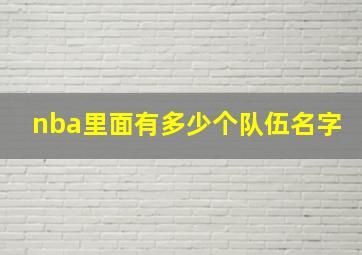 nba里面有多少个队伍名字