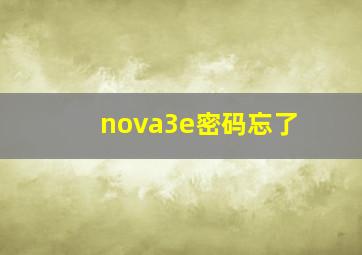 nova3e密码忘了