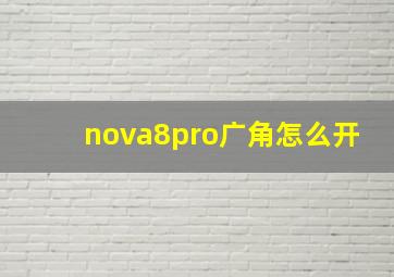 nova8pro广角怎么开