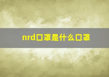 nrd口罩是什么口罩