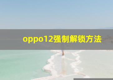 oppo12强制解锁方法