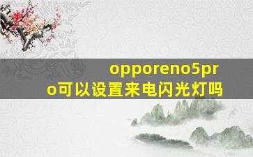 opporeno5pro可以设置来电闪光灯吗