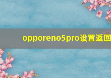 opporeno5pro设置返回