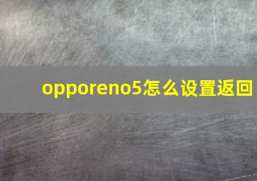 opporeno5怎么设置返回