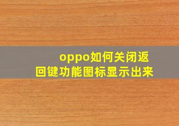 oppo如何关闭返回键功能图标显示出来