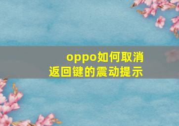 oppo如何取消返回键的震动提示