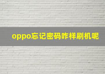 oppo忘记密码咋样刷机呢