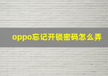 oppo忘记开锁密码怎么弄