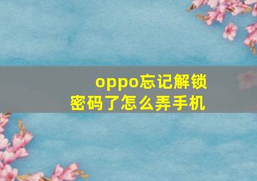 oppo忘记解锁密码了怎么弄手机