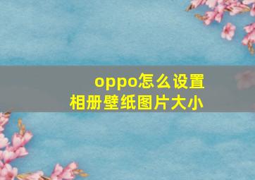 oppo怎么设置相册壁纸图片大小