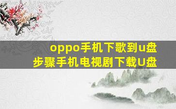 oppo手机下歌到u盘步骤手机电视剧下载U盘