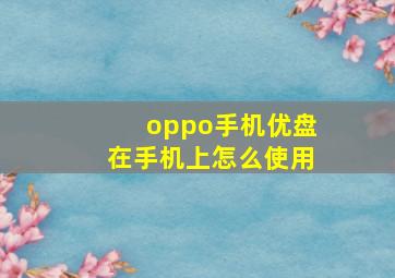 oppo手机优盘在手机上怎么使用