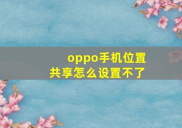 oppo手机位置共享怎么设置不了