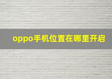 oppo手机位置在哪里开启