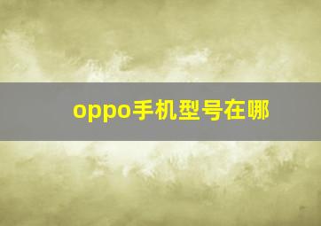 oppo手机型号在哪