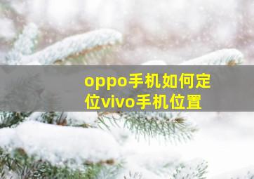 oppo手机如何定位vivo手机位置