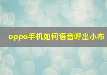 oppo手机如何语音呼出小布