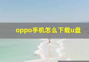 oppo手机怎么下载u盘