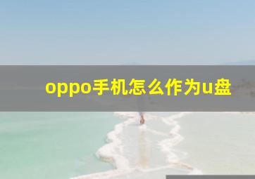 oppo手机怎么作为u盘