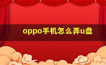 oppo手机怎么弄u盘