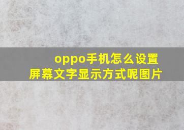 oppo手机怎么设置屏幕文字显示方式呢图片