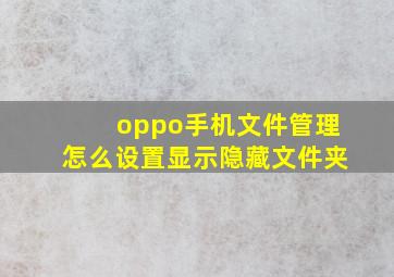 oppo手机文件管理怎么设置显示隐藏文件夹