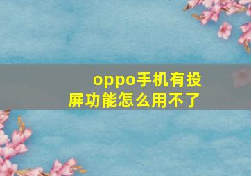 oppo手机有投屏功能怎么用不了