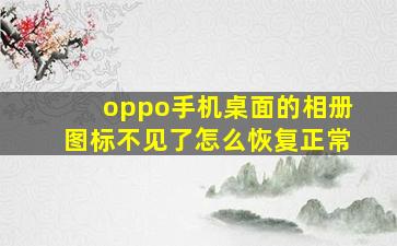 oppo手机桌面的相册图标不见了怎么恢复正常