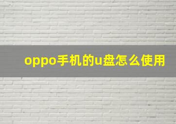 oppo手机的u盘怎么使用