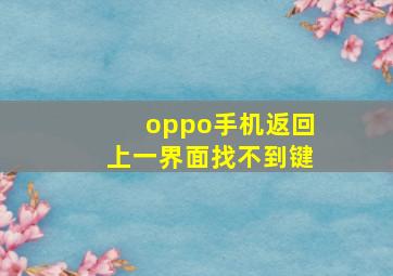 oppo手机返回上一界面找不到键