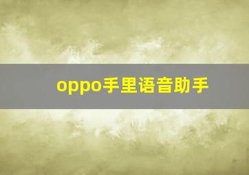 oppo手里语音助手