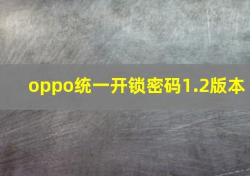 oppo统一开锁密码1.2版本