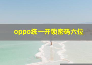 oppo统一开锁密码六位