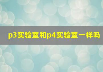 p3实验室和p4实验室一样吗