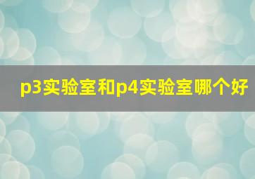 p3实验室和p4实验室哪个好