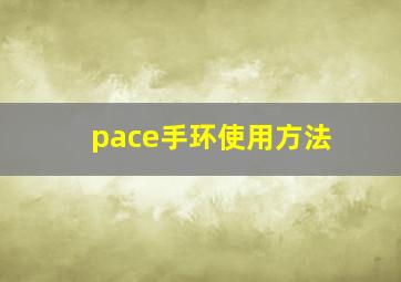 pace手环使用方法