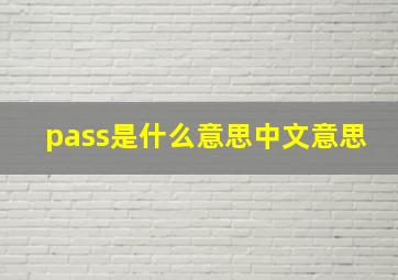 pass是什么意思中文意思