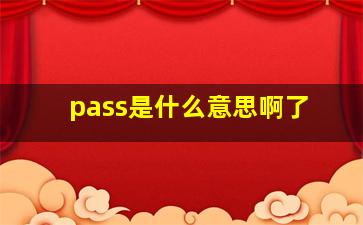 pass是什么意思啊了