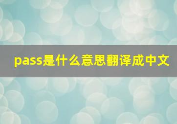 pass是什么意思翻译成中文