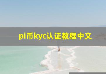 pi币kyc认证教程中文