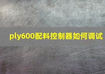 ply600配料控制器如何调试