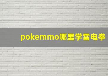 pokemmo哪里学雷电拳