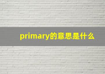 primary的意思是什么