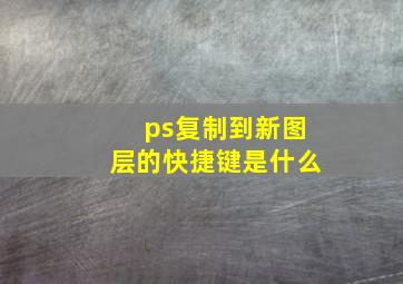 ps复制到新图层的快捷键是什么